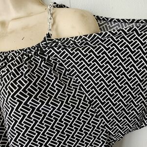 Michael Kors Black and White Asymmetrical Sleeveless Blouse